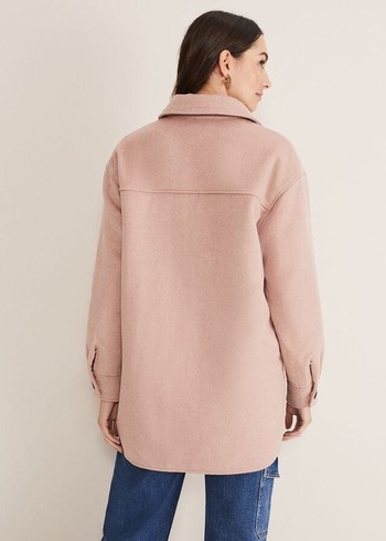 Phase Eight Sammy Plain Wool Shacket Coats Pink Australia | ZW9803426